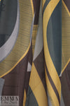 Italian cubist waves silk/cotton voile - honey mustard/pine