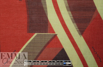 Italian cubist waves silk/cotton voile - paprika/sage