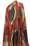 Italian cubist waves silk/cotton voile - paprika/sage