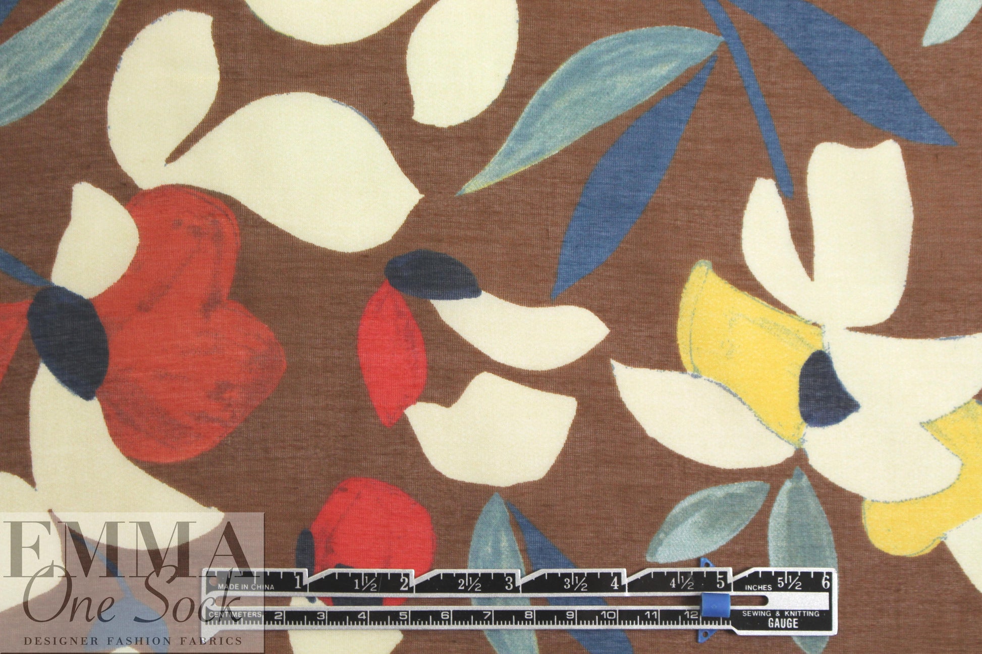 Italian stylized 'cutout' floral silk/cotton voile  1.875 yd