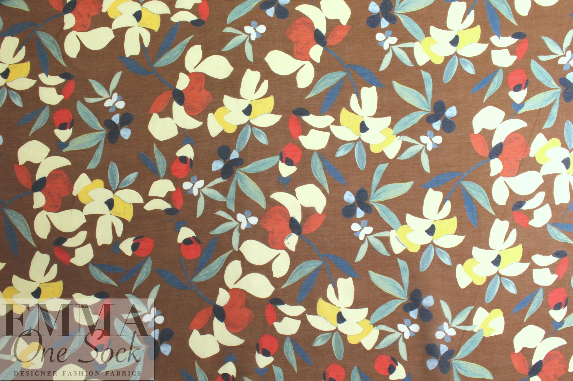 Italian stylized 'cutout' floral silk/cotton voile  1.25 yds