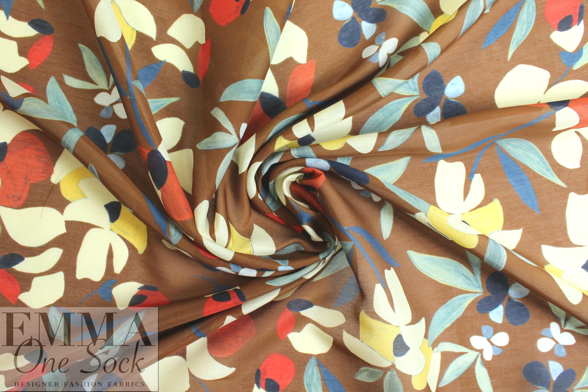 Italian stylized 'cutout' floral silk/cotton voile  1.875 yd