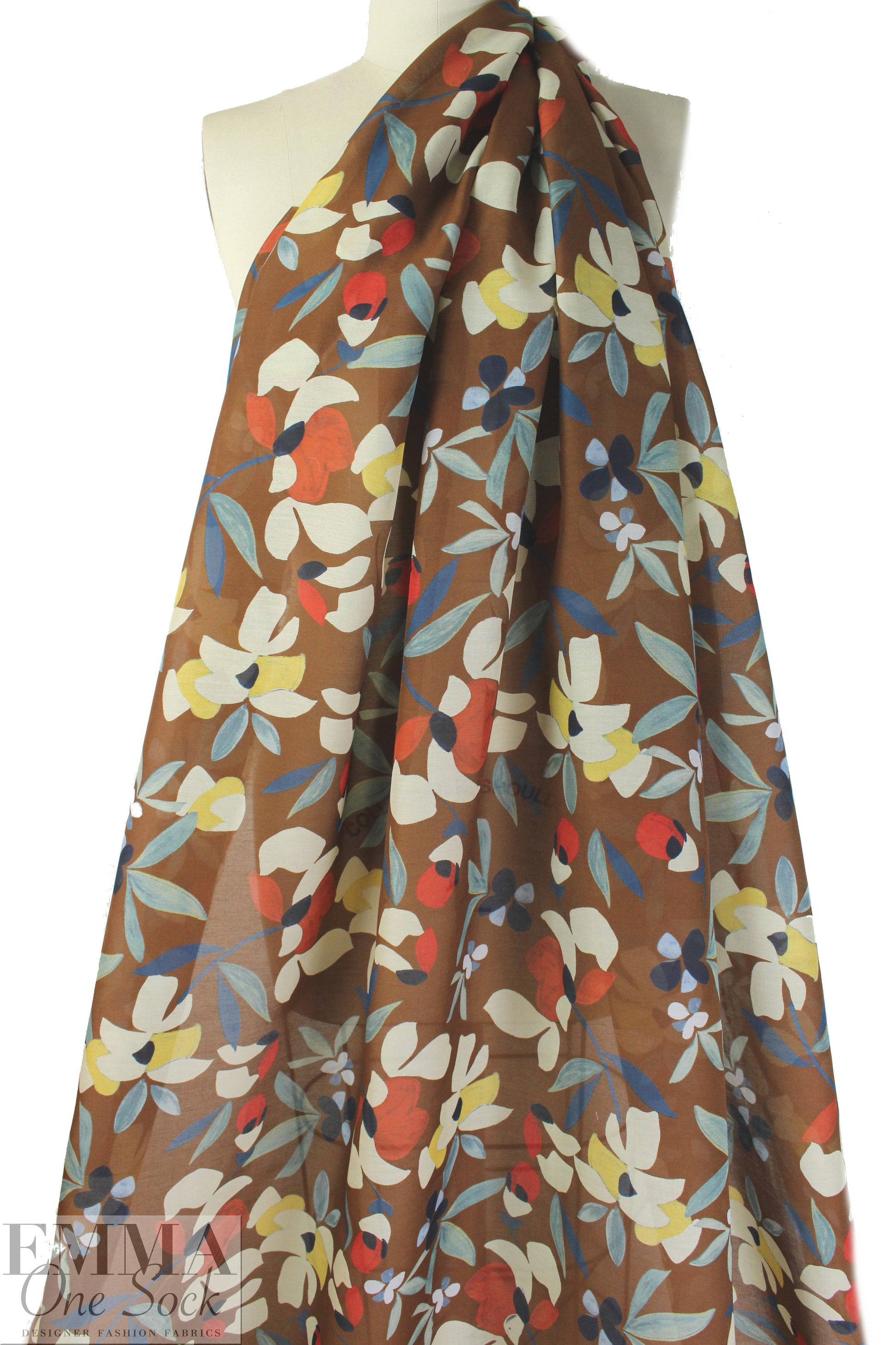 Italian stylized 'cutout' floral silk/cotton voile  1.25 yds
