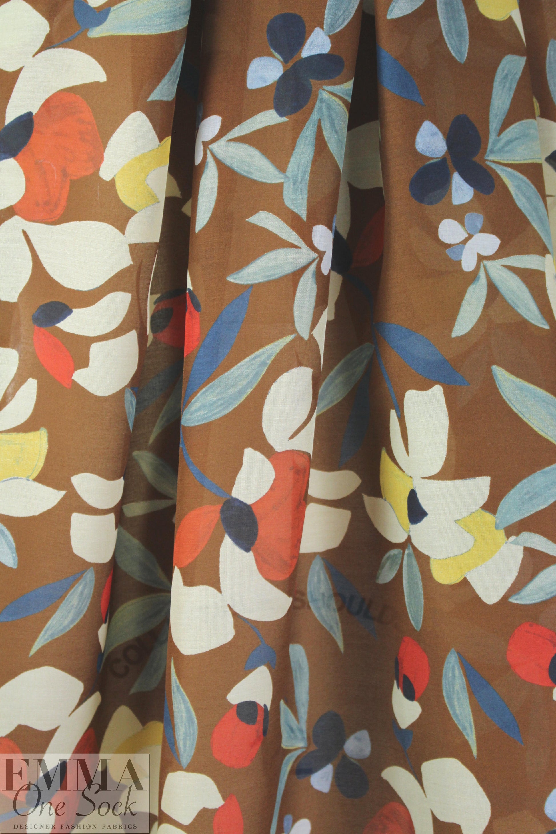 Italian stylized 'cutout' floral silk/cotton voile  1.875 yd