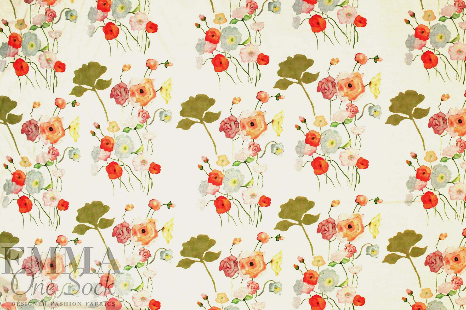 CA designer 'flowers adrift' cotton/silk woven 2 yd
