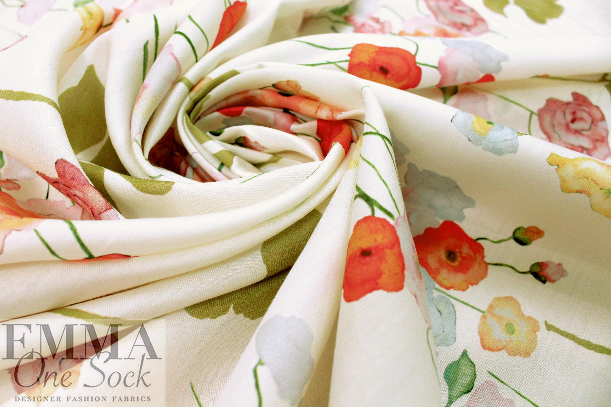 CA designer 'flowers adrift' cotton/silk woven 1 yard