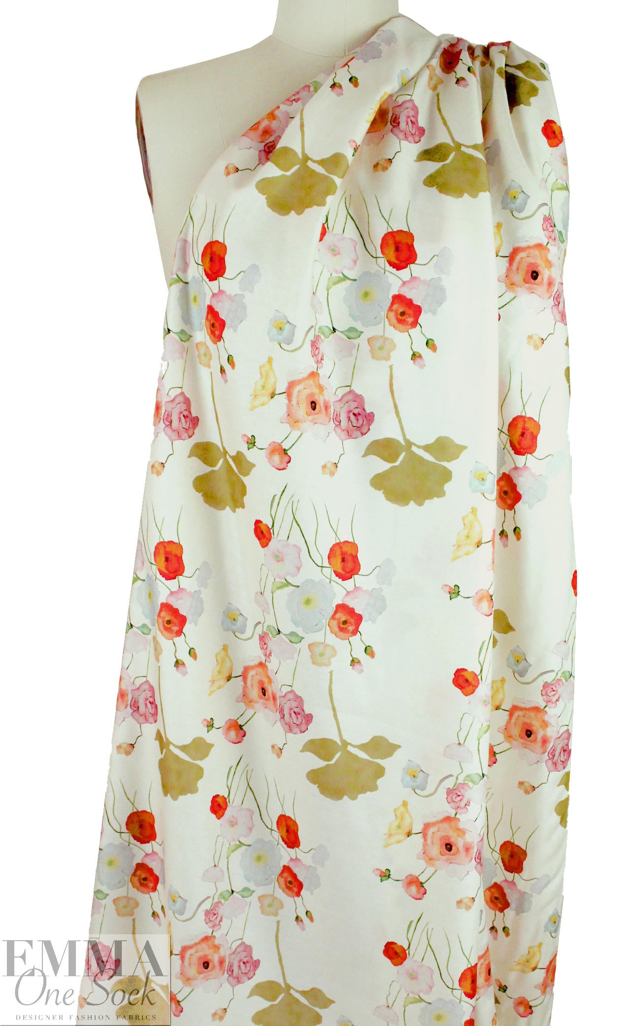 CA designer 'flowers adrift' cotton/silk woven 2 yd