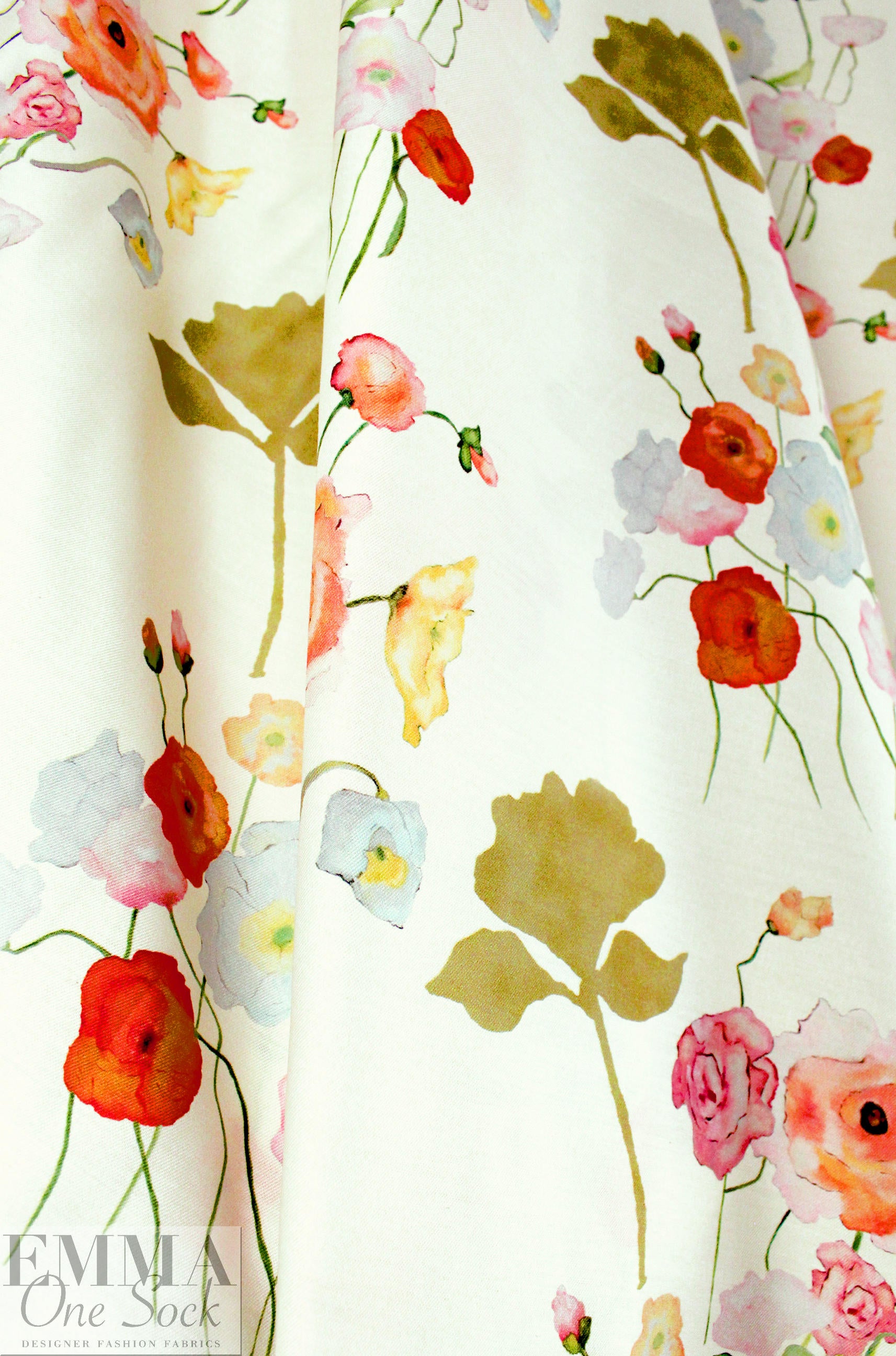 CA designer 'flowers adrift' cotton/silk woven 1 yard