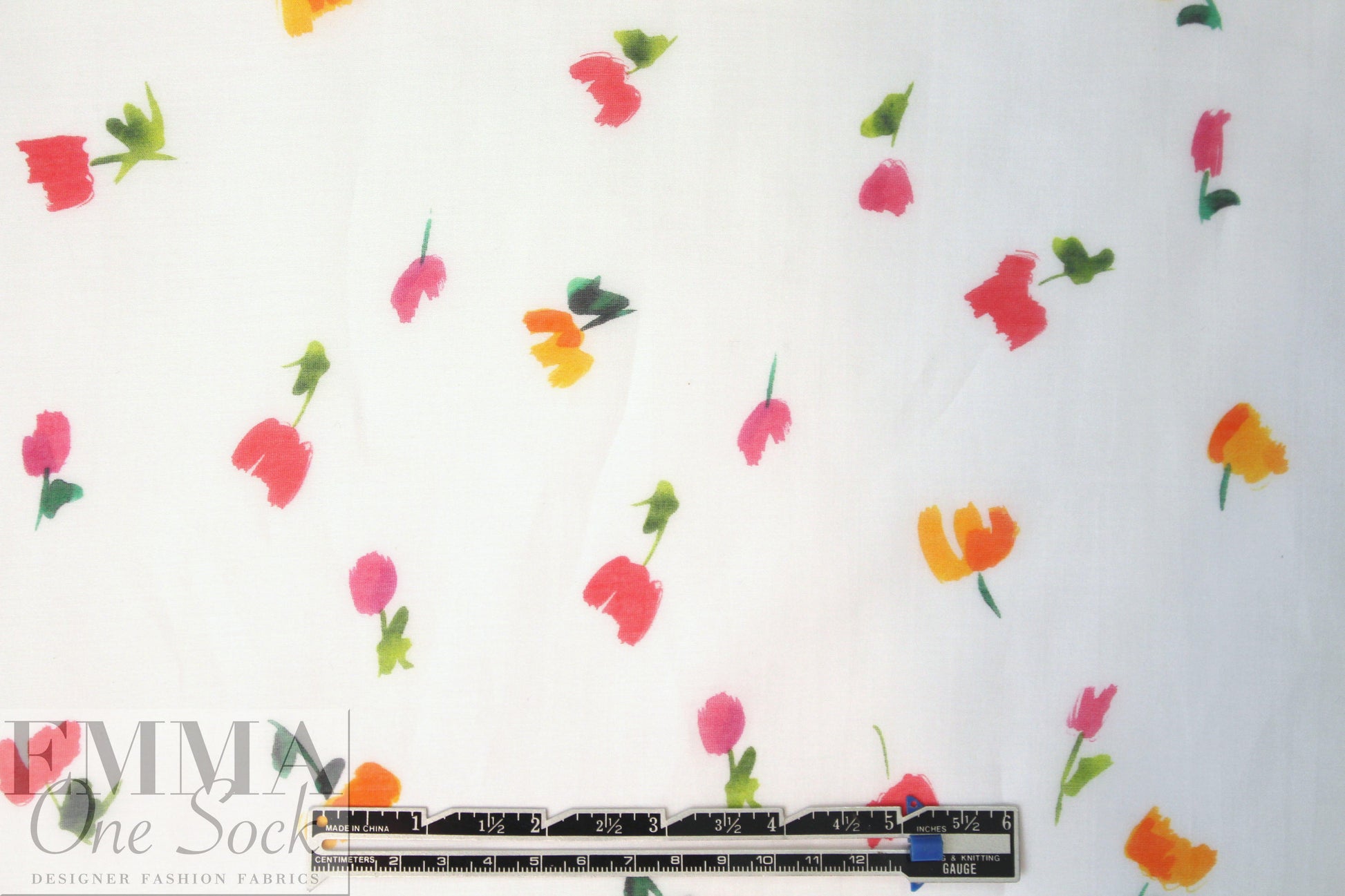 Caroline C0nstas little flowers on white cotton/silk voile 1.75 yds