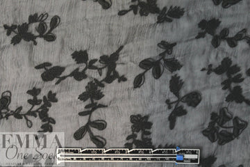 NY designer cotton embroidered crinkle silk - black