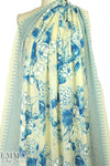 NY designer painted flowers border cotton/silk voile