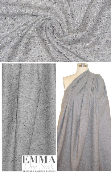 Italian gray tweedy wool/linen/silk suiting 1.25 yds