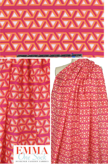 NY designer pink/sorbet basket graphic silk/cotton voile 1.875 yd