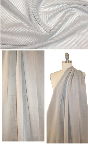 Italian cotton/silk yarn-dyed thin gray stripe voile