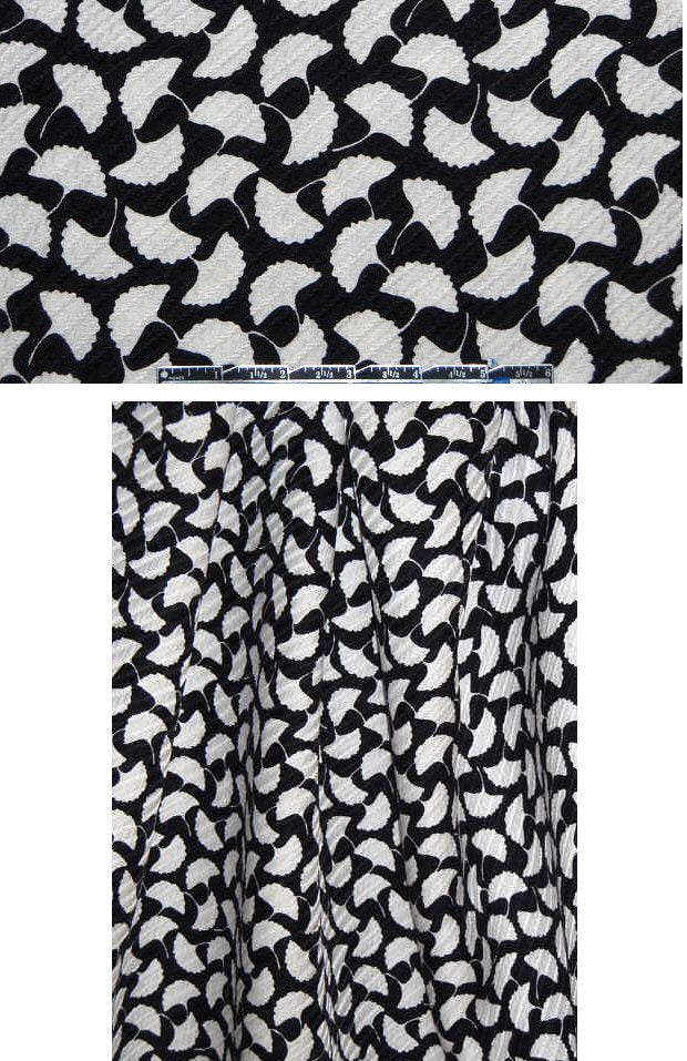 Italian black/white gingko leaf silk/cotton suiting 1 yard