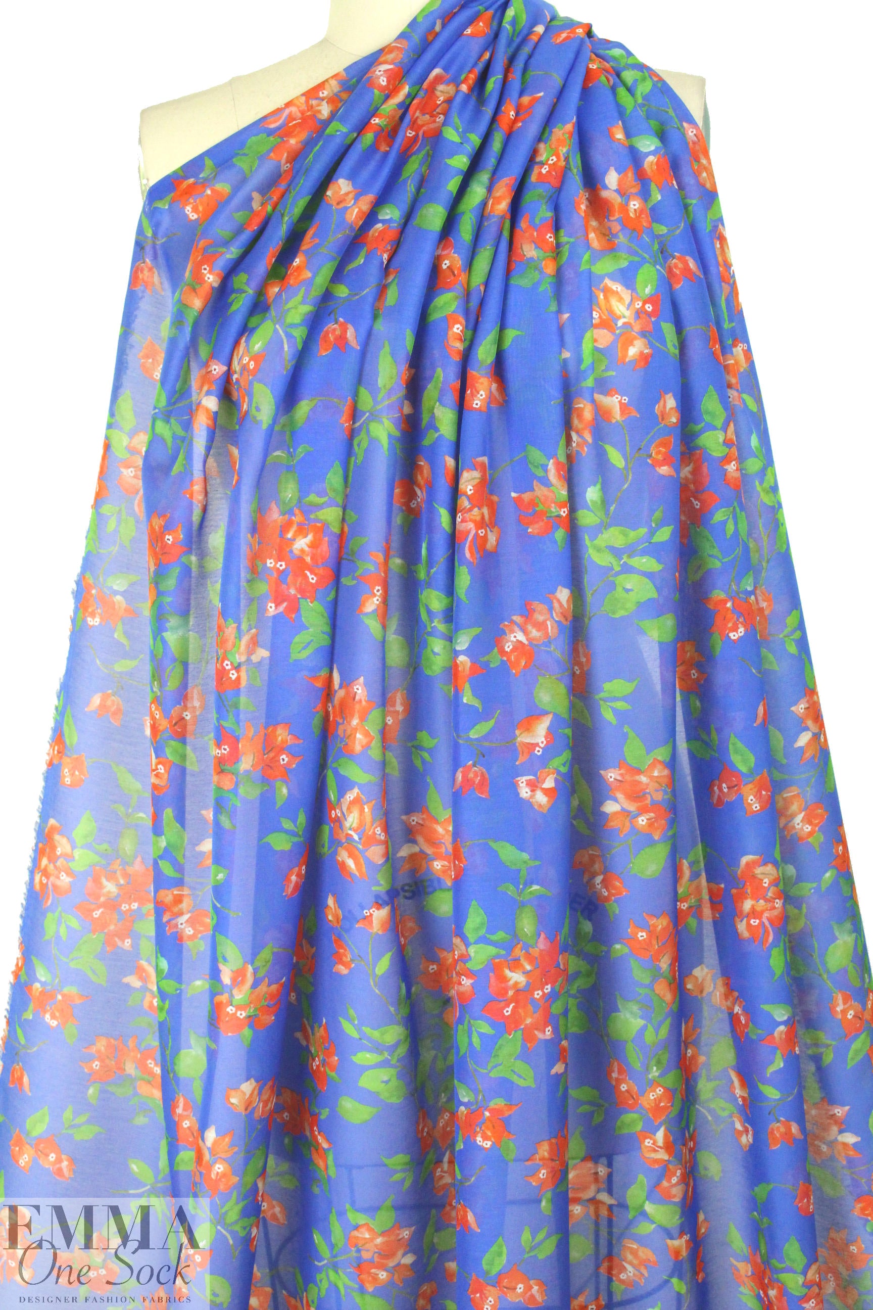 Caroline C0nstas falling blossoms silk/cotton voile 1.75 yd