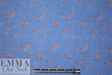 Italian dainty floral cotton/silk voile - french blue