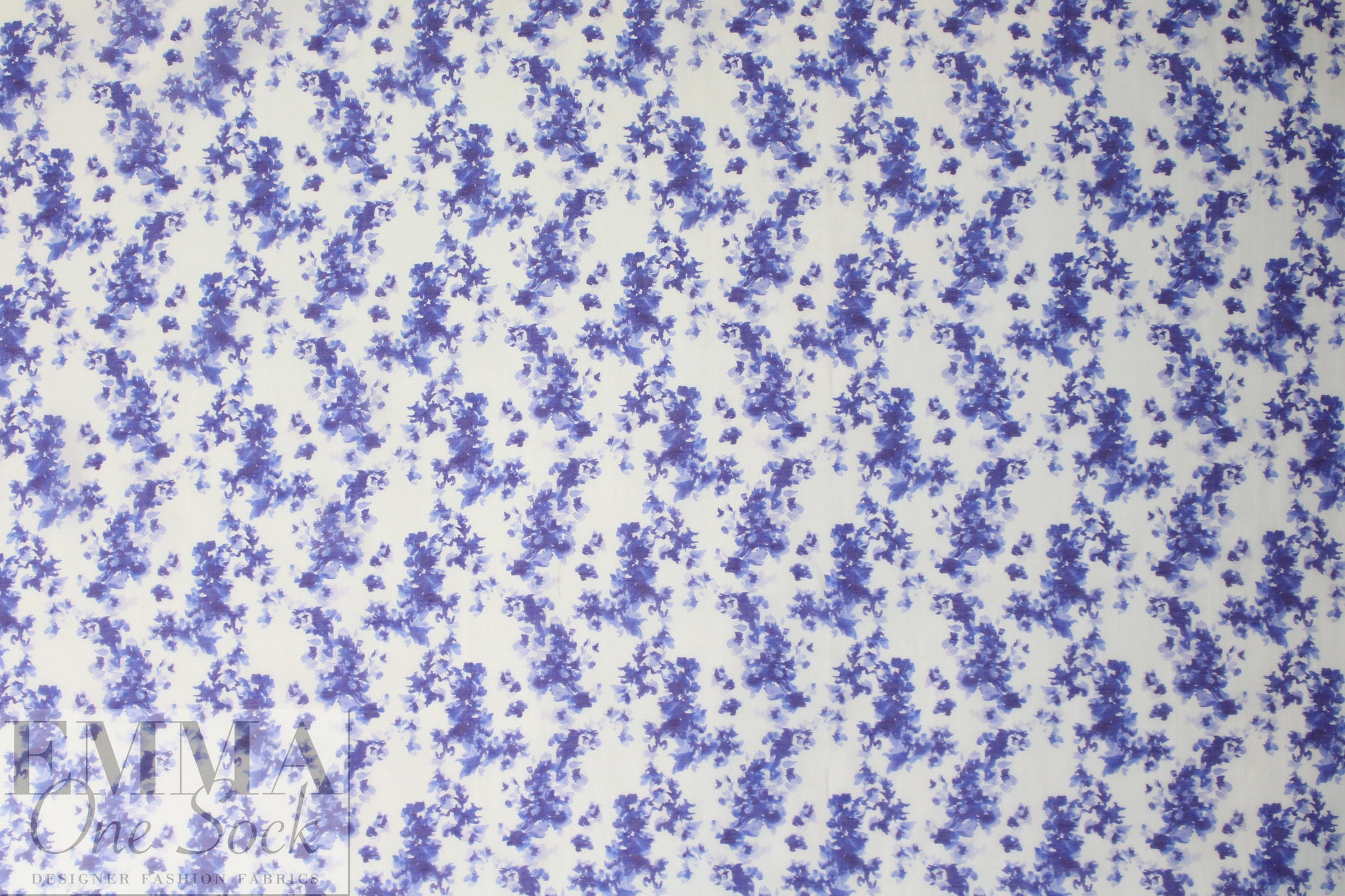 Caroline C0nstas blue/white floral cotton/silk voile 2 yd