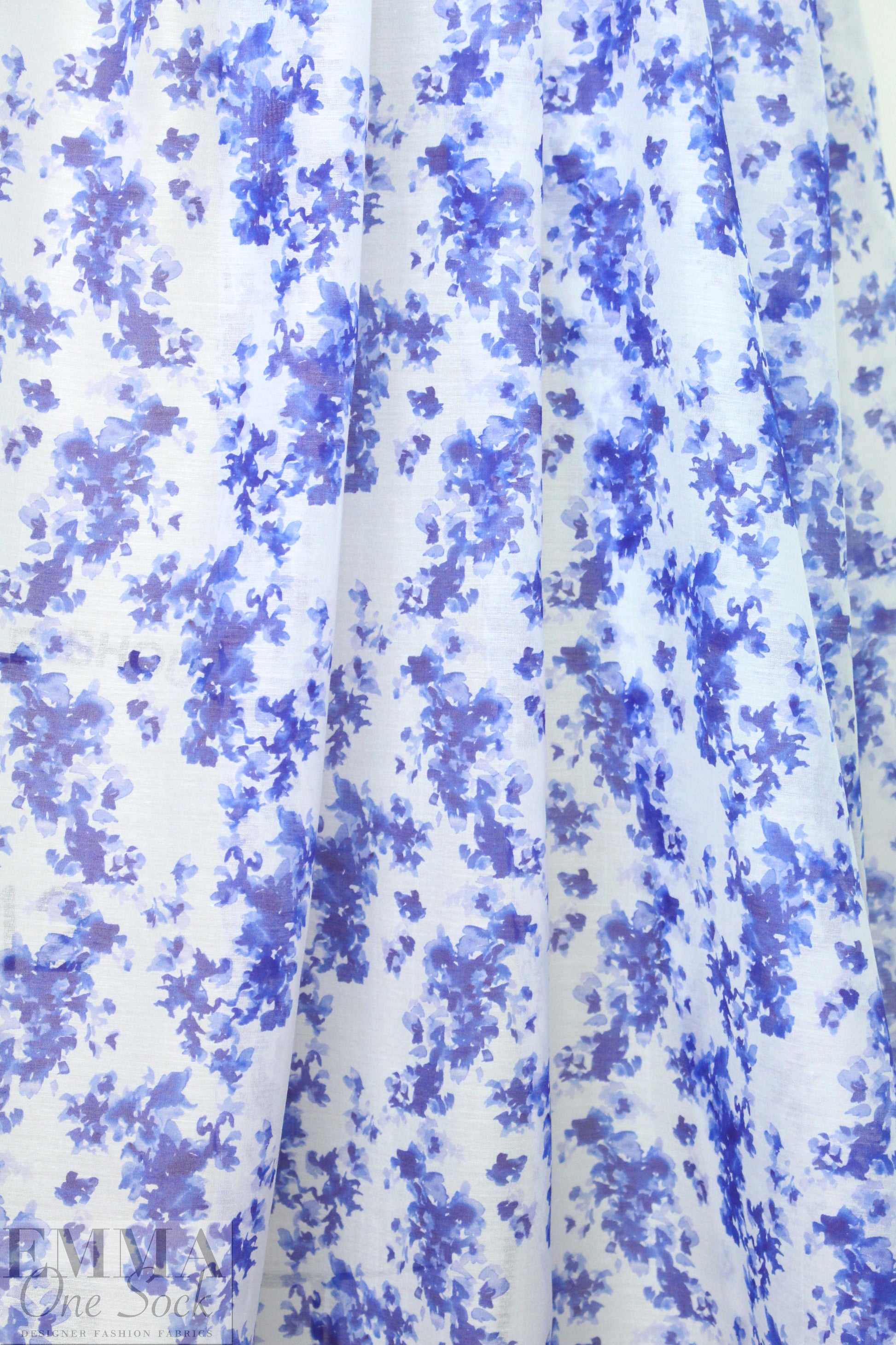 Caroline C0nstas blue/white floral cotton/silk voile 2 yd