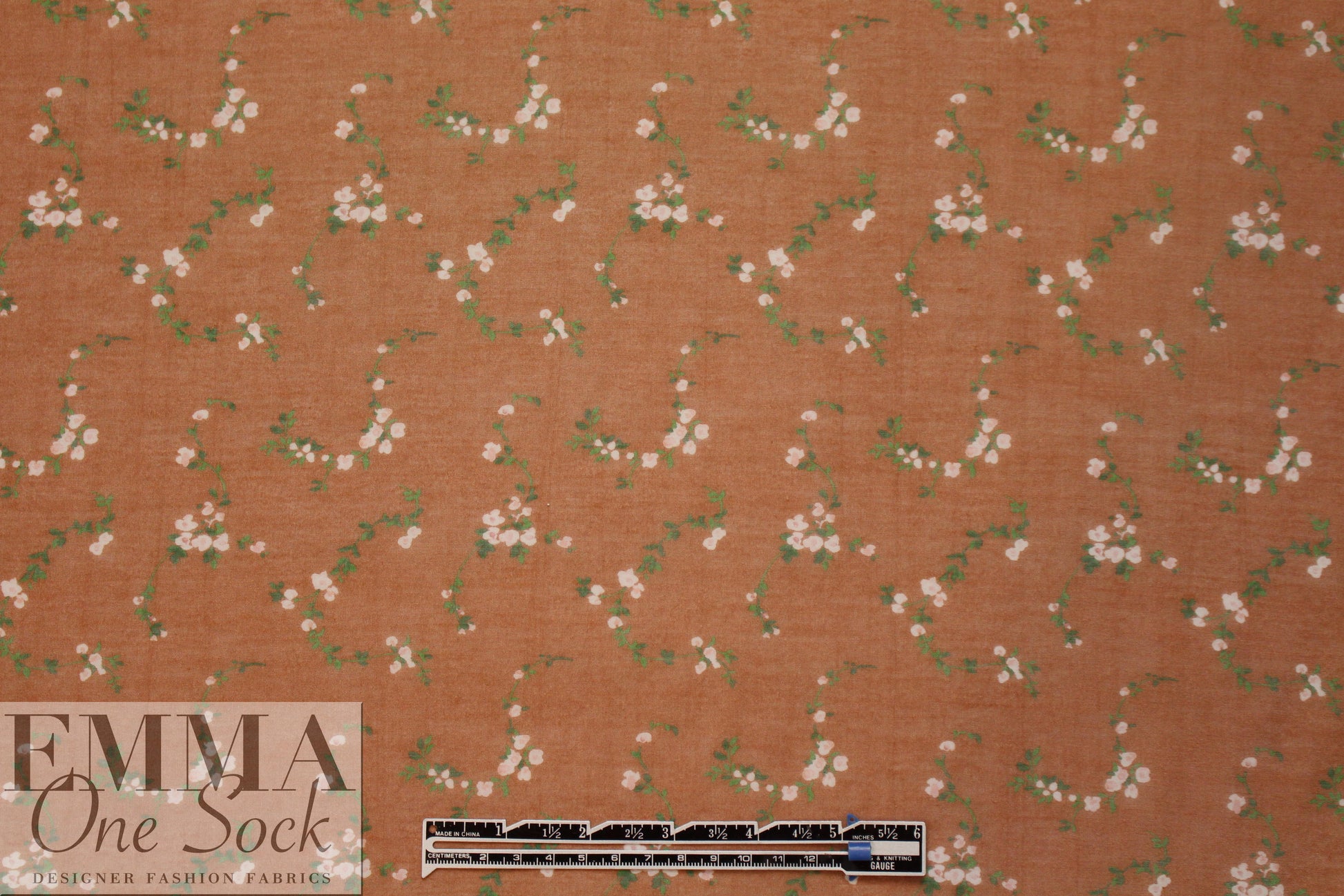 Italian dainty floral cotton/silk voile - nutmeg