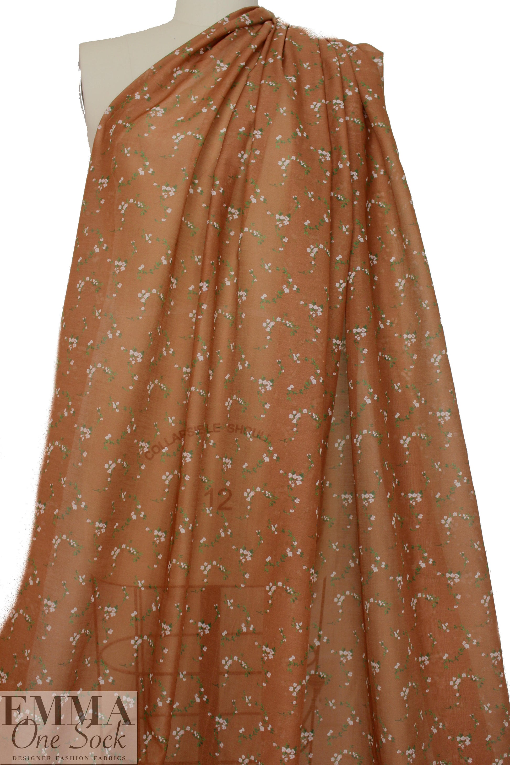 Italian dainty floral cotton/silk voile - nutmeg