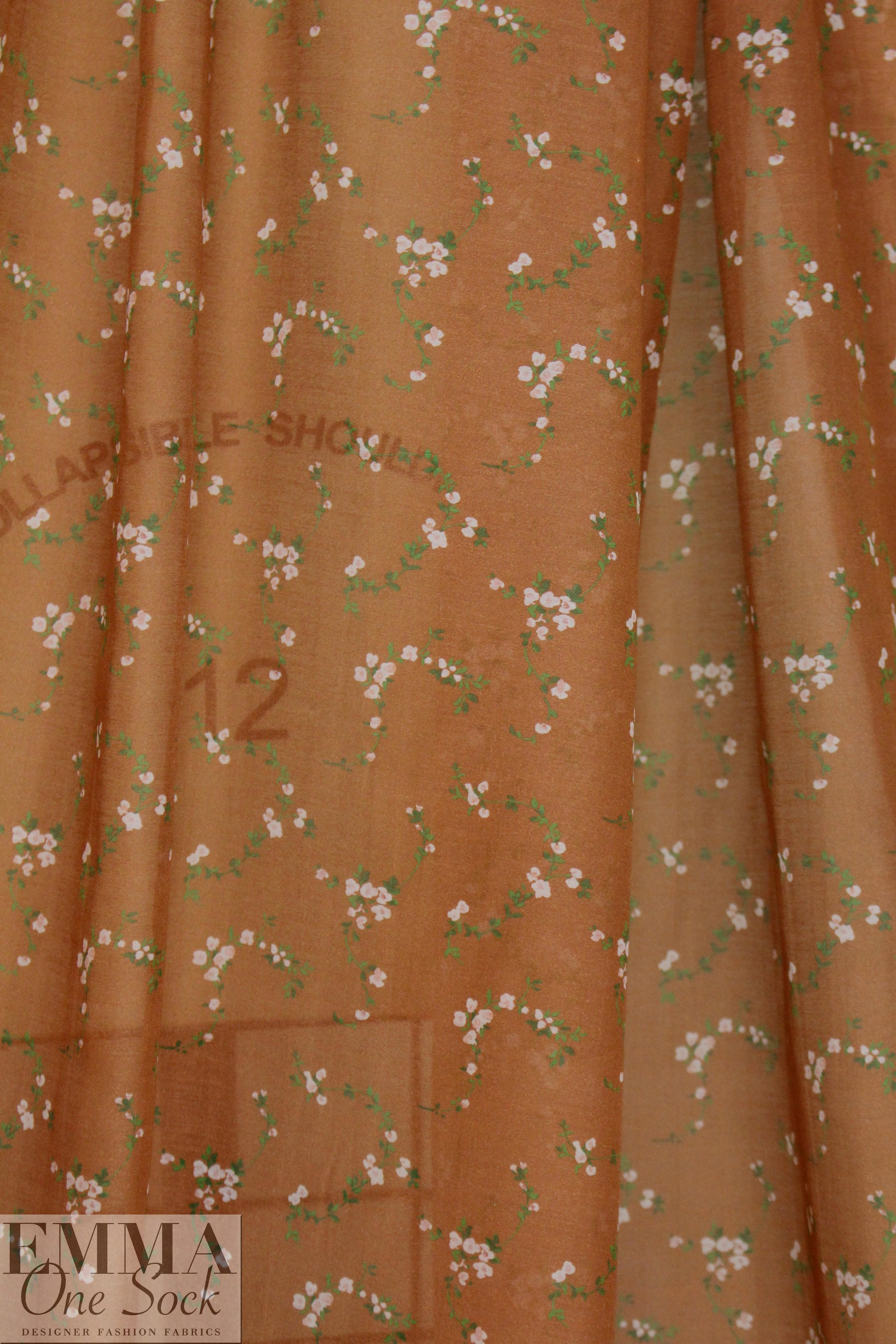 Italian dainty floral cotton/silk voile - nutmeg