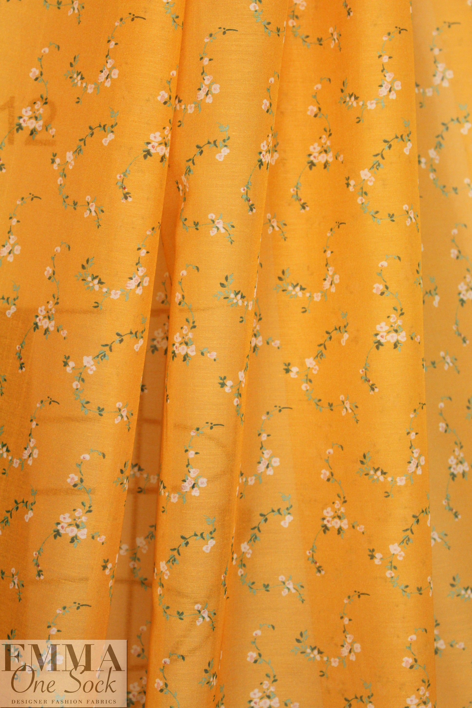 Italian dainty floral cotton/silk voile - citrus 1.5 yd