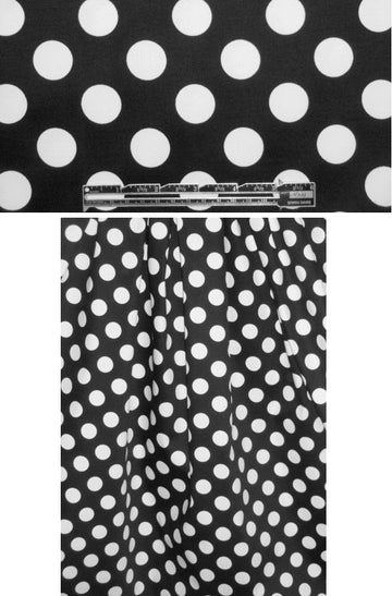 black/creamy white polkadot cotton/lycra woven 1.33 yd