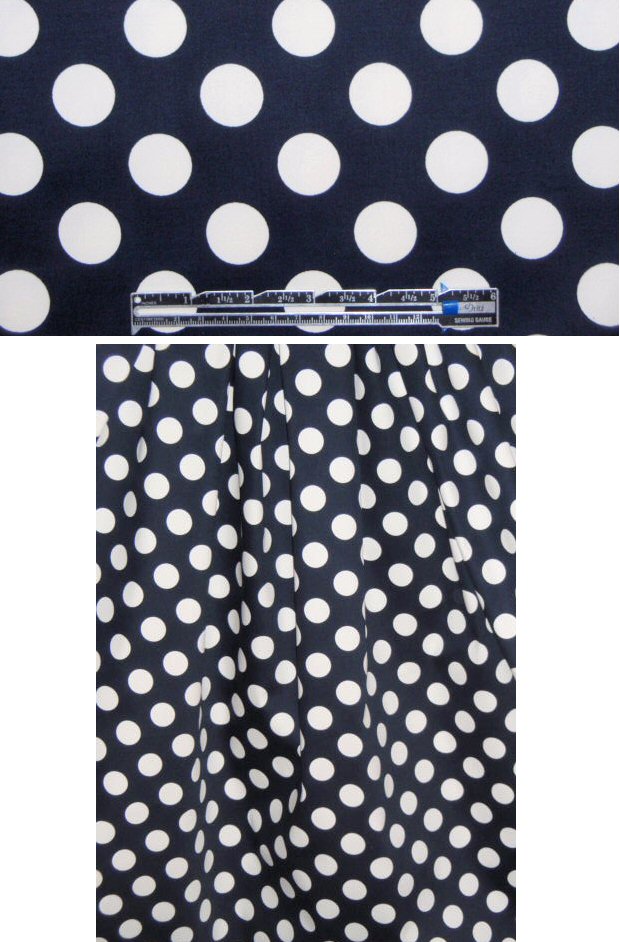 midnight/creamy white polkadot cotton/lycra woven 1.75 yd