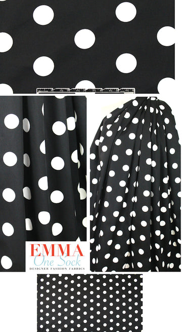 white dots on black cotton stretch woven