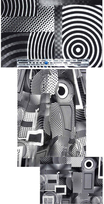 French 'reel to reel' graphic cotton stretch twill