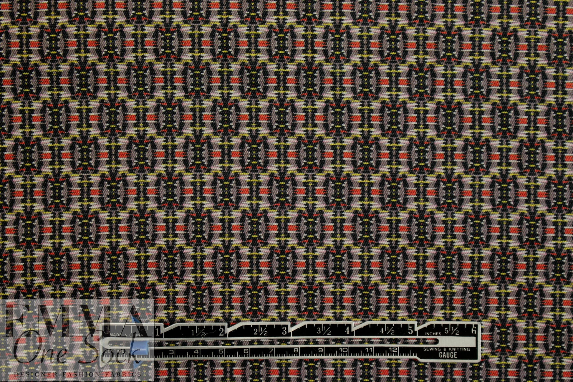 French mini ikat motif cotton stretch twill woven