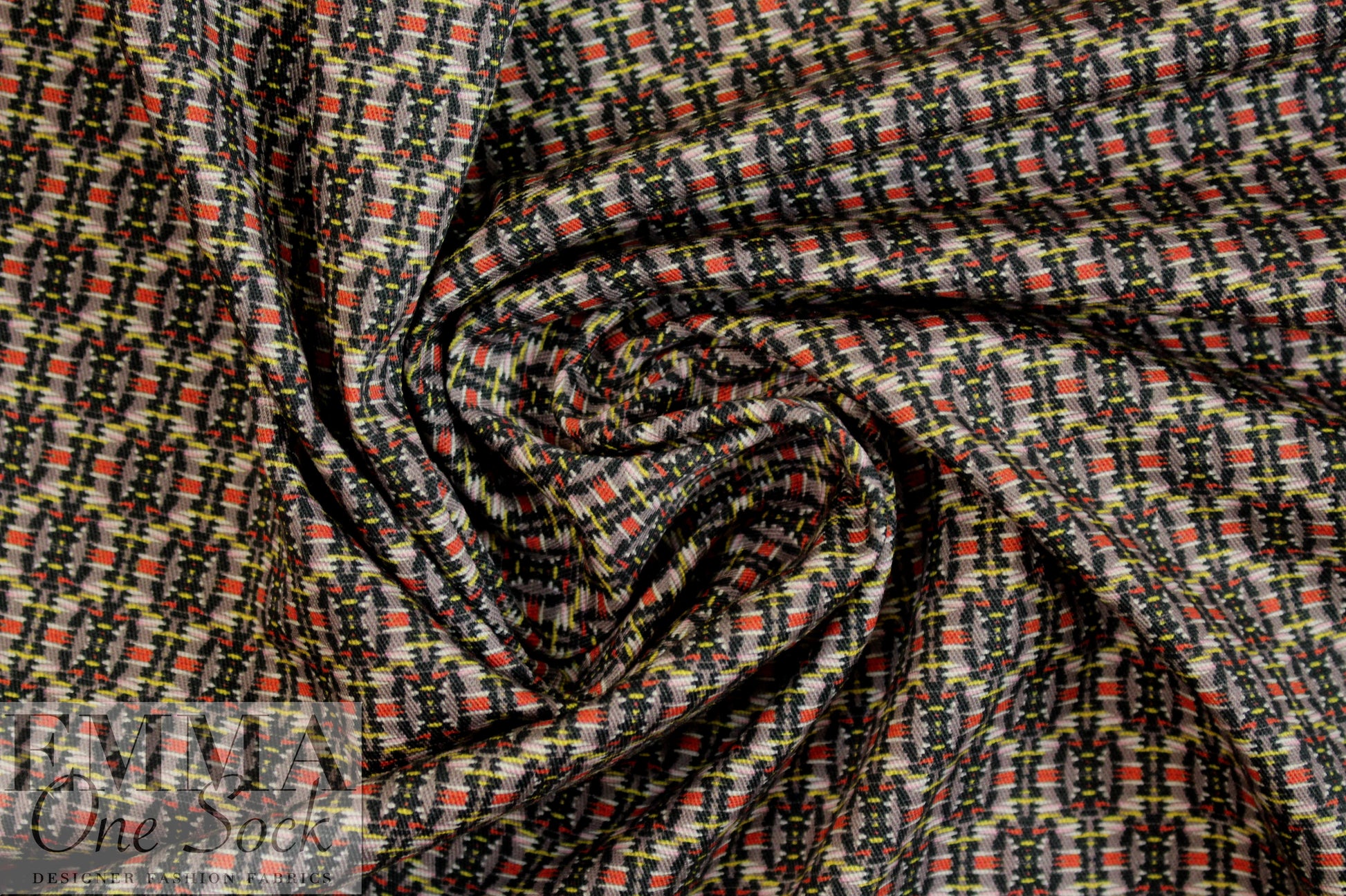 French mini ikat motif cotton stretch twill woven 1.75 yd