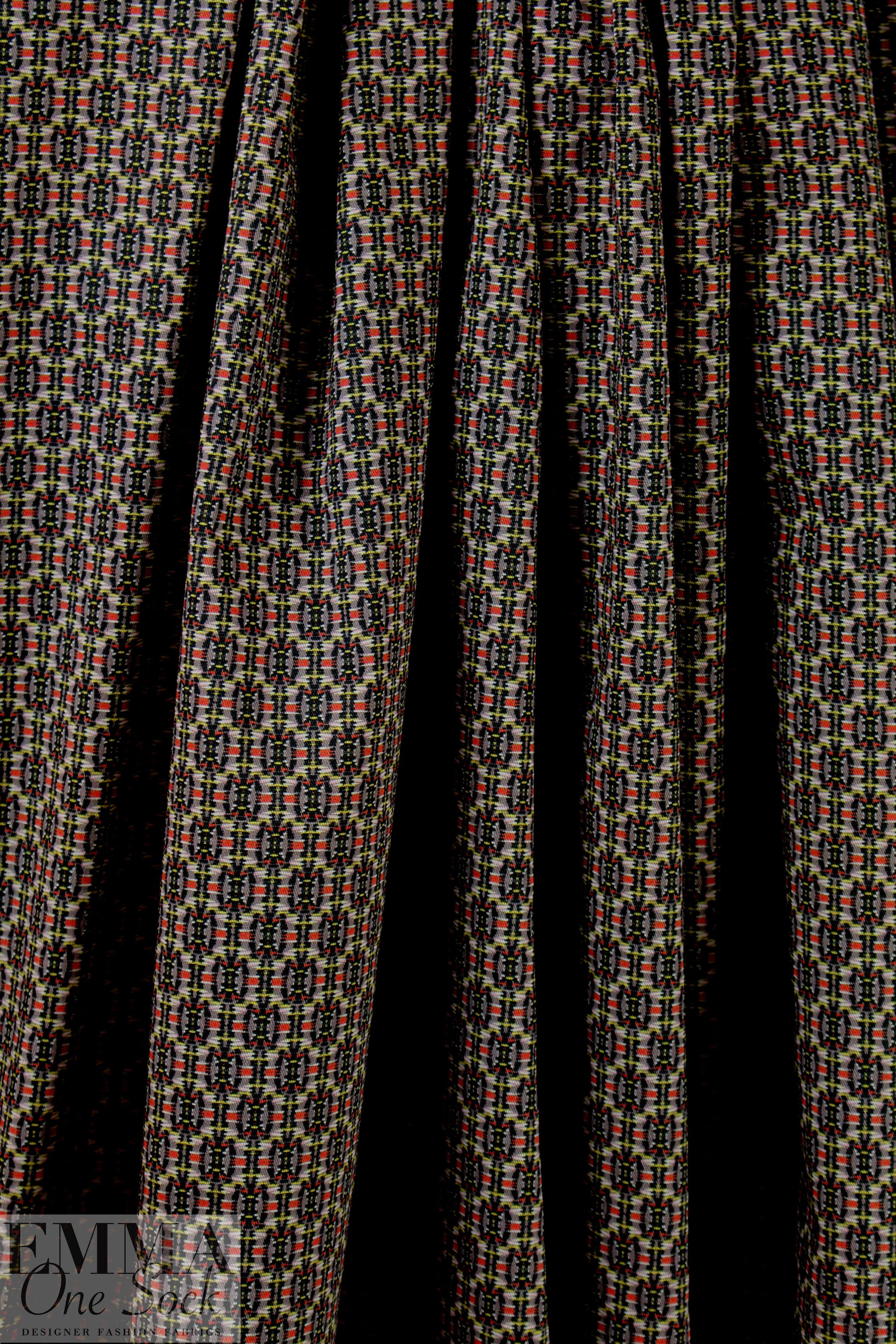 French mini ikat motif cotton stretch twill woven 1.75 yd