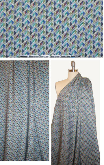 French blues geometric cotton/lycra twill 1.5 yd