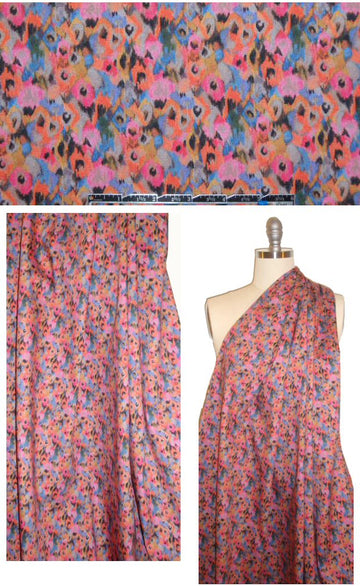 French pink abstracted floral cotton/lycra twill 1.5 yd