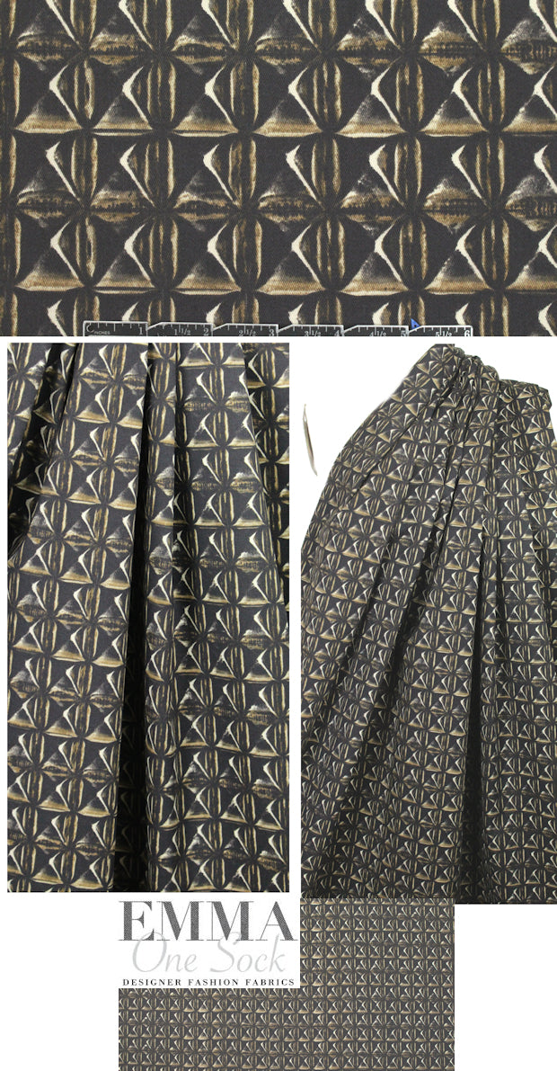 Italian earthy graphic cotton stretch twill