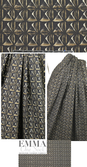 Italian earthy graphic cotton stretch twill 1.875 yd