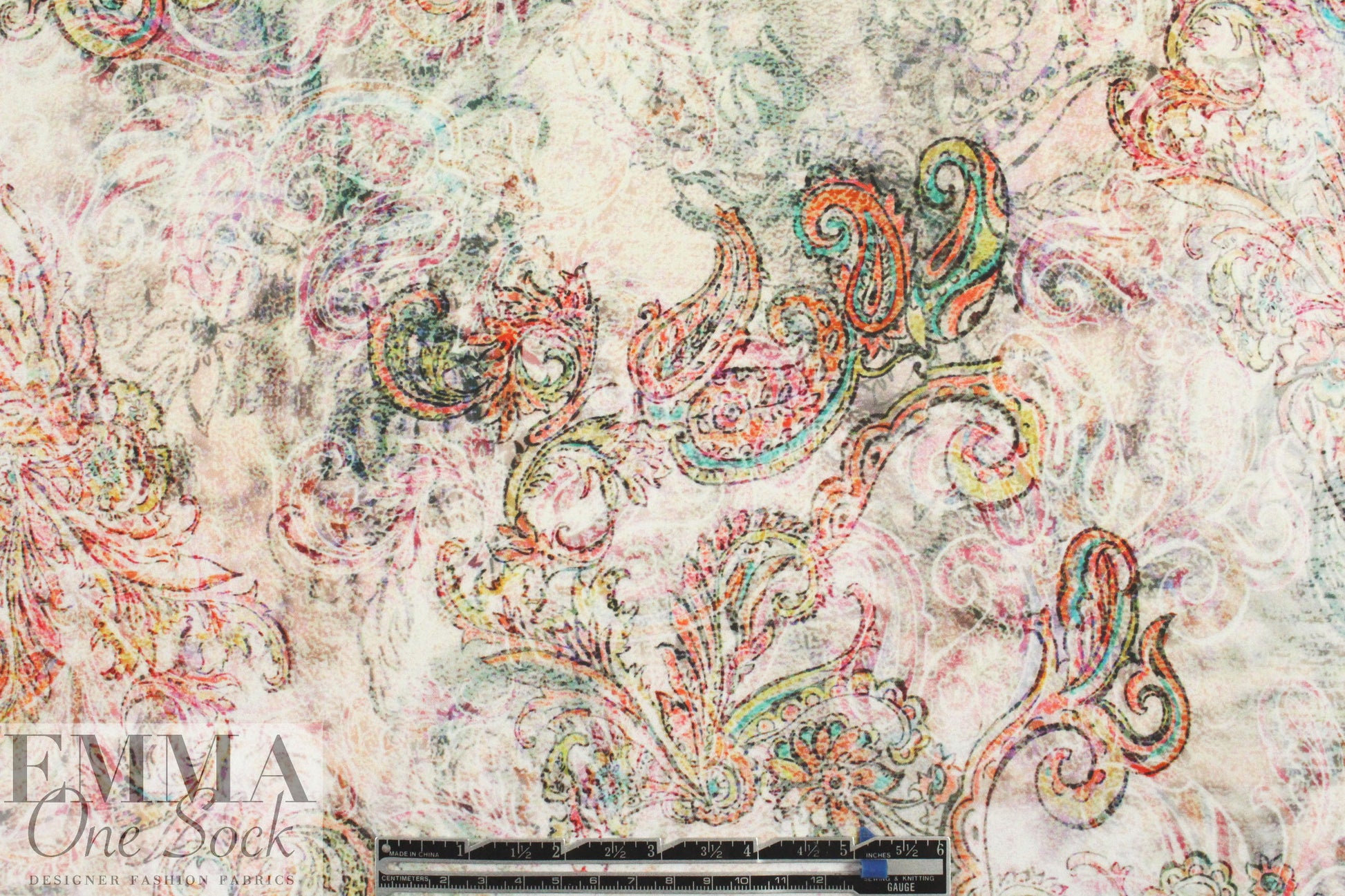 Italian 'paisley echoes' cotton stretch twill
