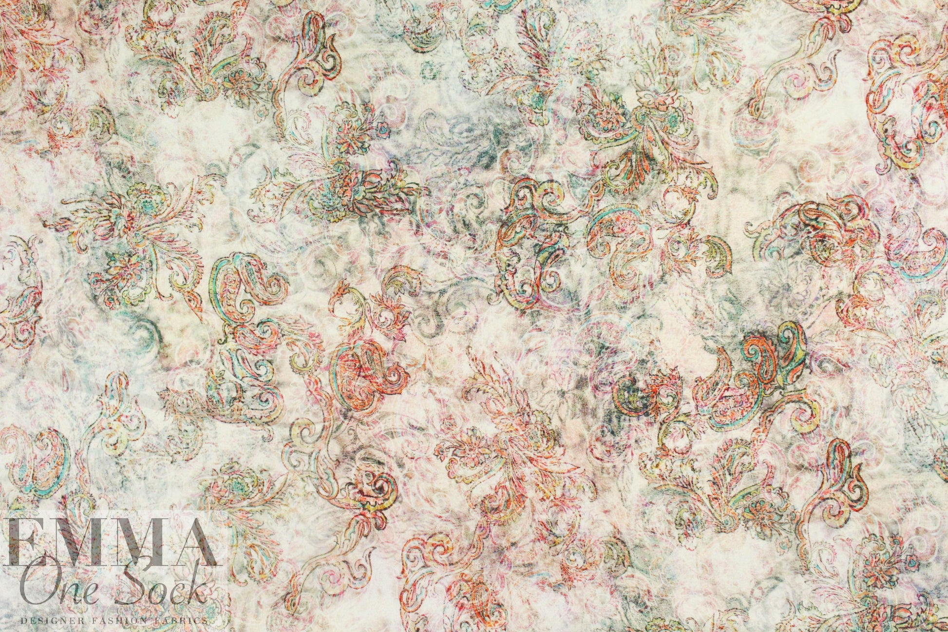 Italian 'paisley echoes' cotton stretch twill