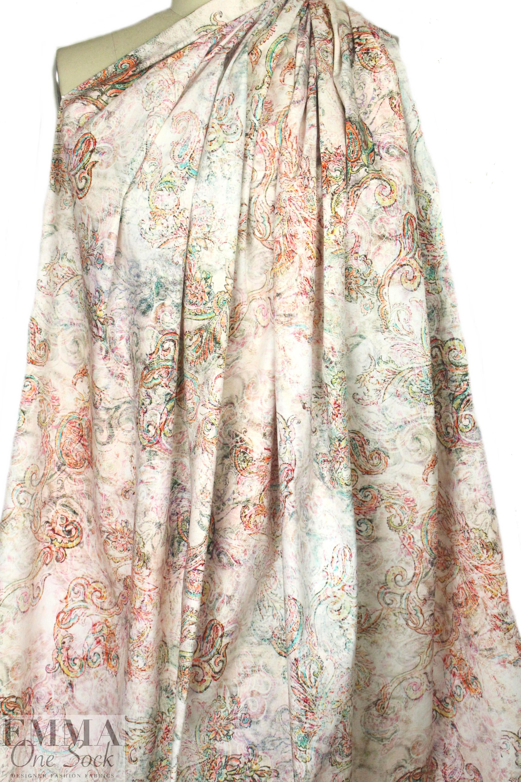 Italian 'paisley echoes' cotton stretch twill