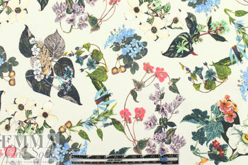 Italian digital 'botanical study' cotton stretch woven 1.5 yd