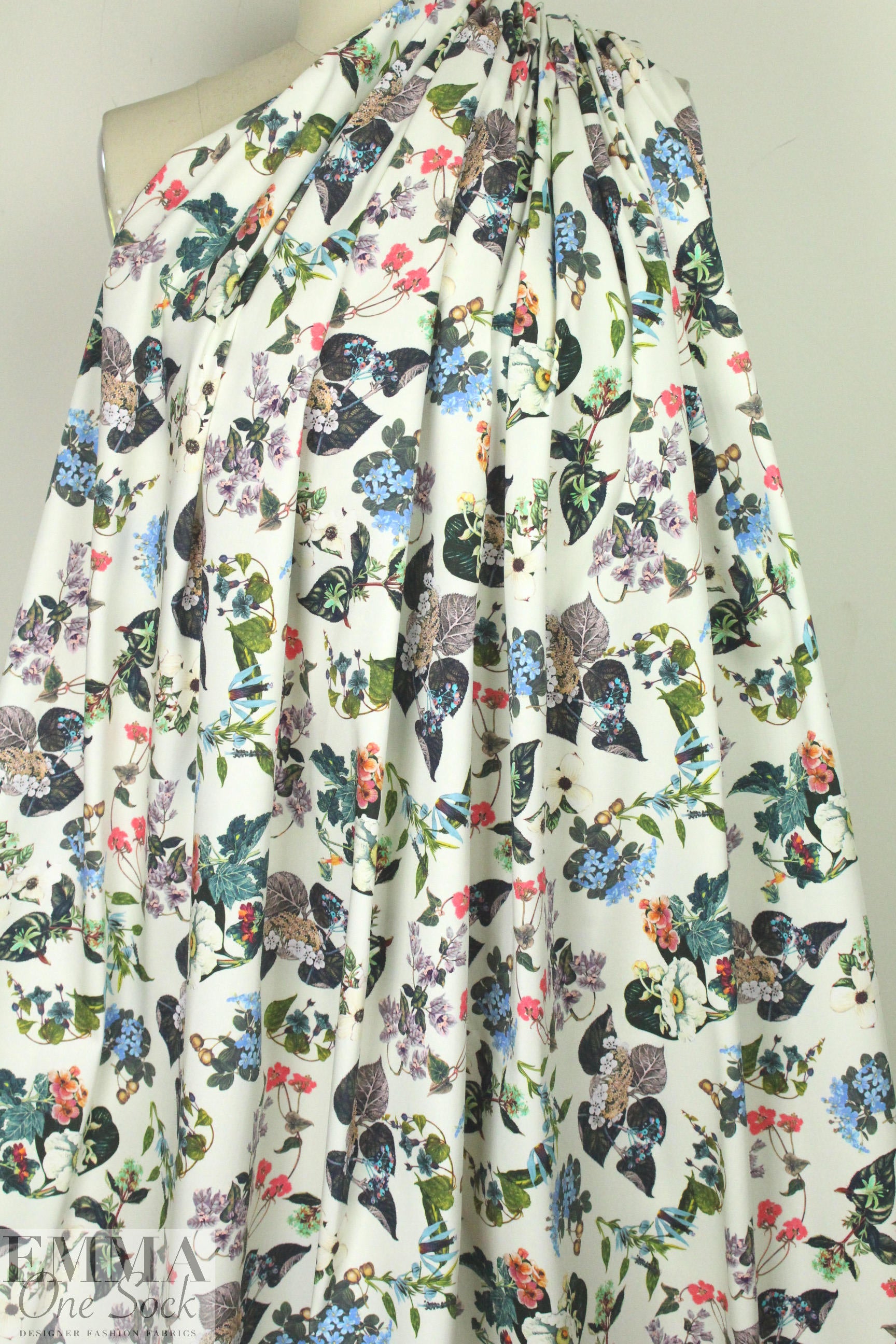 Italian digital 'botanical study' cotton stretch woven 1.125 yds