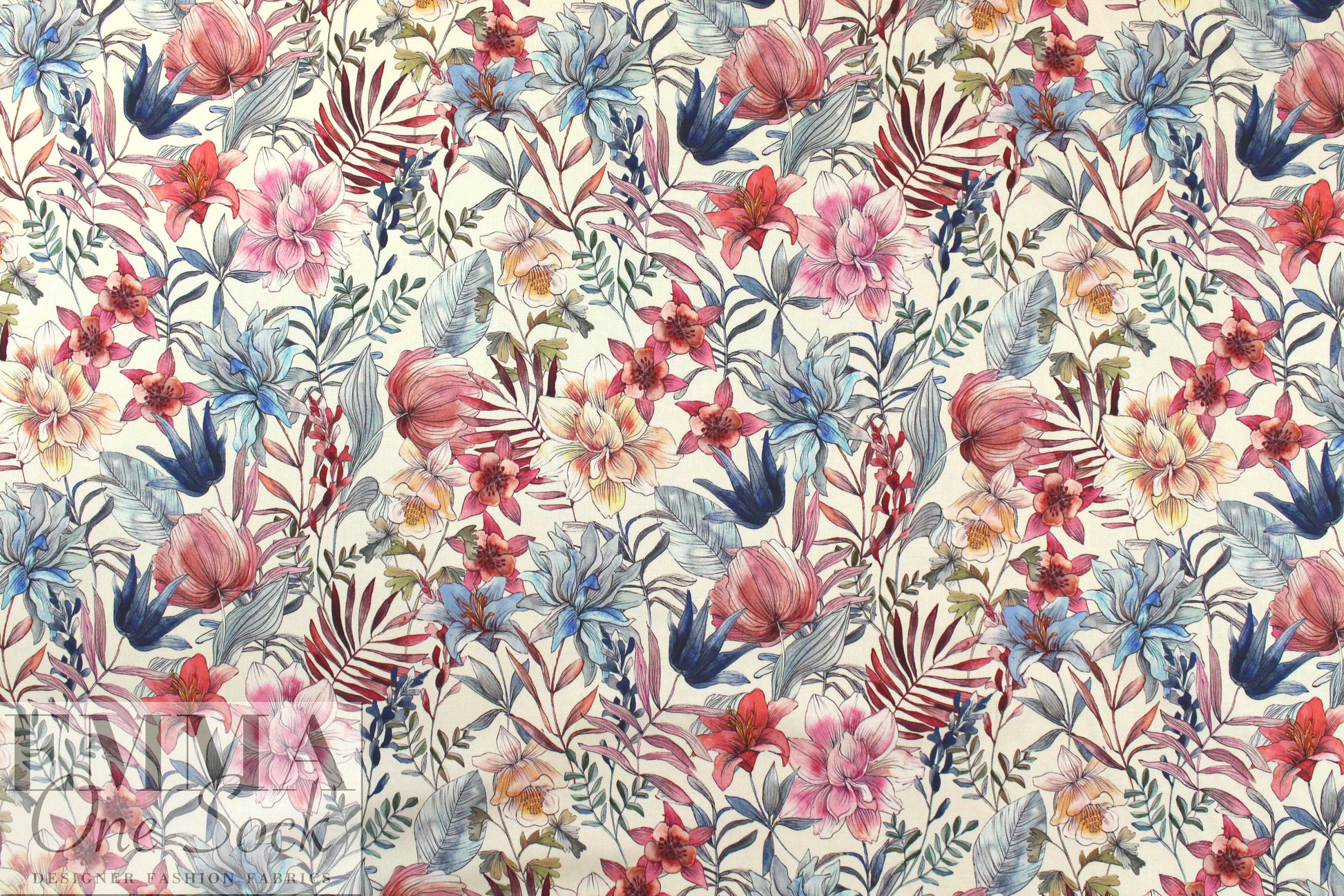 Italian cotton stretch woven - botanical illustration .625 yds