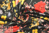 Italian cotton stretch woven - wildflowers on black