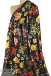 Italian cotton stretch woven - wildflowers on black