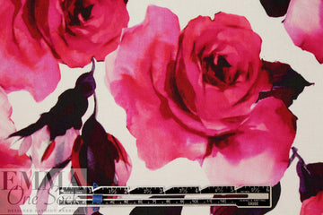 Italian cotton stretch woven - pink roses