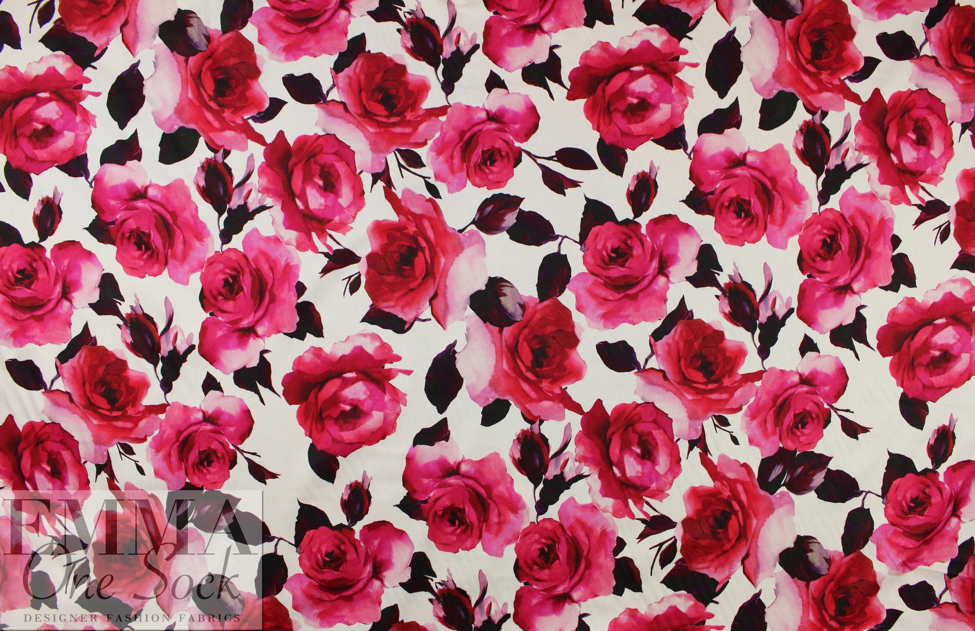 Italian cotton stretch woven - pink roses