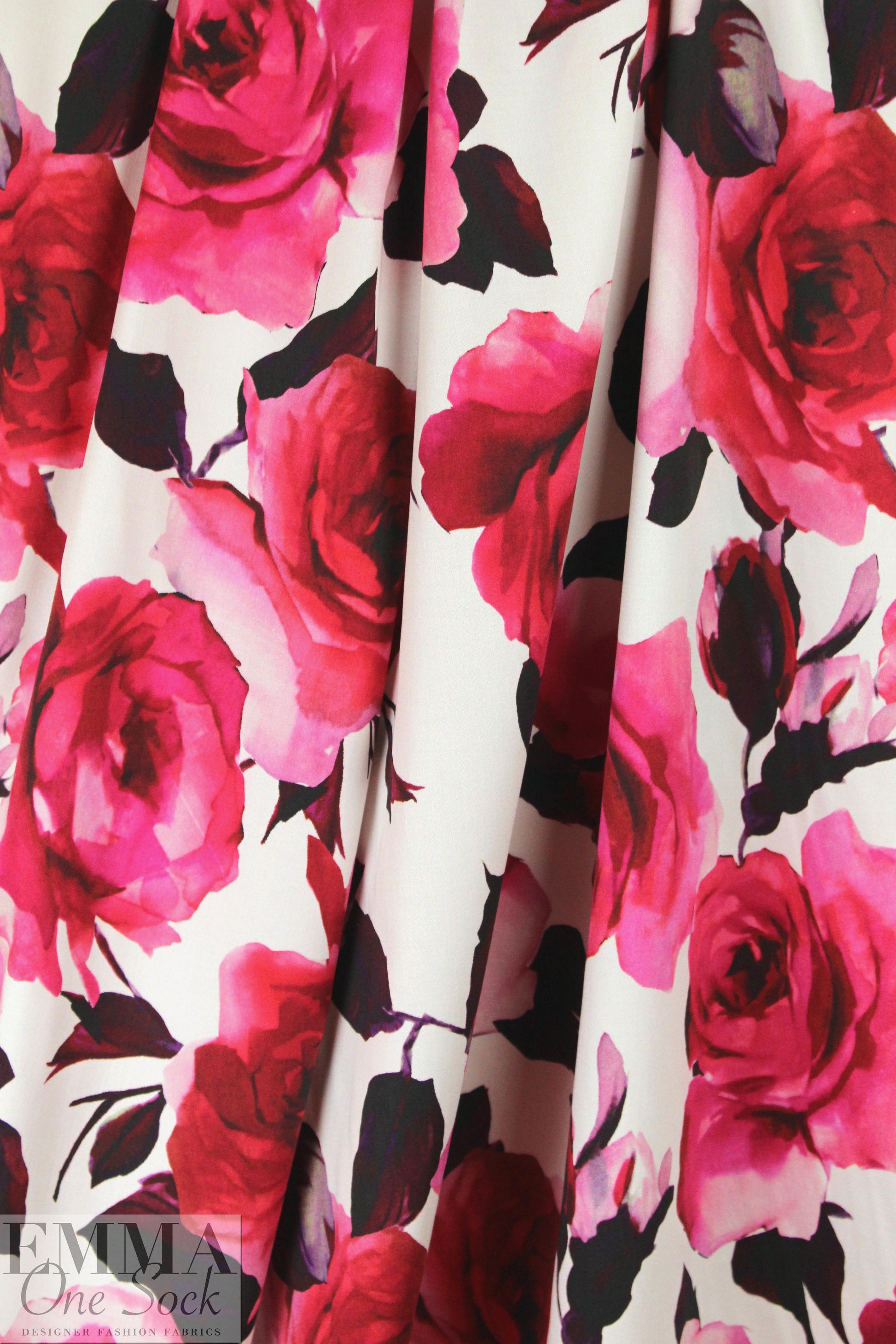 Italian cotton stretch woven - pink roses