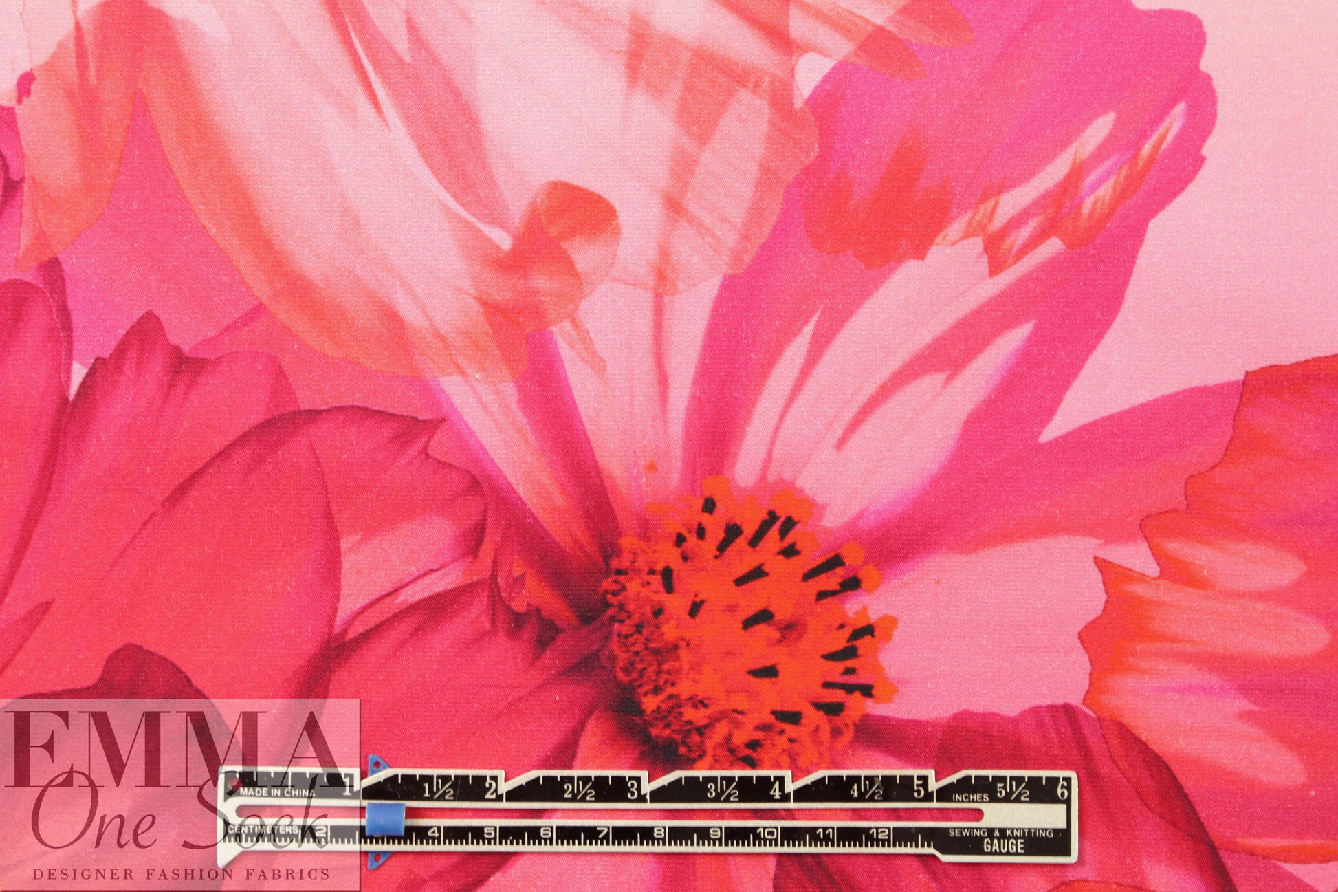 Italian cotton stretch woven panel - pink floral drama